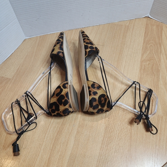 Boden Florence Leopard Lace Up Pointed Toe Flats Womens Size EU 38 - Picture 5 of 16